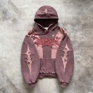 Sweat-shirt à capuche surdimensionné pour homme, broderie, design streetwear, coton, tissu éponge français, vêtements d'automne - Product Image 1