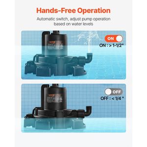 1/2 HP 1600 GPH pompe automatique de couverture de piscine 25 pieds cordon équipement de piscine submersible - Product Image 2