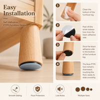 Glissières de chaise de bureau en PTFE autocollantes de 30 mm, patins pour pieds de meubles, pour déplacement sur sols durs