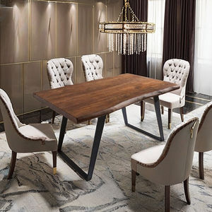 Ensemble table et chaises de salle à manger rectangulaire moderne de style industriel en bois massif fait main, écologique, 6 places, assemblé en atelier - Product Image 4