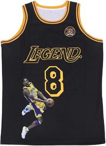 Camisetas Deportivas Hip Hop Legend 8 24 para Hombre, Camiseta de Baloncesto Negra con Costuras de Piel de Serpiente - Product Image 2
