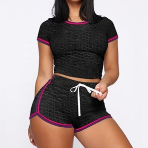 Nouvel ensemble d'entraînement 2 pièces décontracté pour femme, grande taille, en dentelle unie avec boutons, respirant, écologique, séchage rapide, motif estival 2026 - Product Image 1