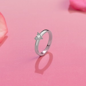 Bague en diamant naturel en forme de cœur en argent sterling 925 |   Bague d'amour minimaliste pour femmes - Product Image 5