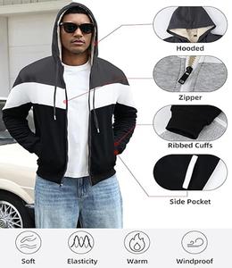 Sudadera con Capucha de Alta Calidad para Hombre, con Cierre de Cremallera y Cordón Ajustable, Diseño Clásico con Paneles en Contraste, Manga Larga - Product Image 5