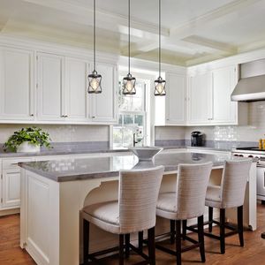 Lampada a Sospensione Industriale Rustica Mini Gabbia, Lampadario Regolabile Grigio Argento Stile Fattoria per Cucina - Product Image 4