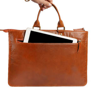 Sac pour tablette en cuir avec poignée classique, housse de protection pour les voyages d'affaires - Product Image 1