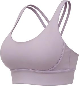 Women Seamless U-<b>Neck</b> Sports Bra Light Support Nylon Yoga Top T-Line Straps Removable <b>Pads</b> Front Sweat-Wicking Gym Activewear - Product Image 1