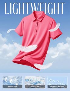 Women's <b>Pink</b> Short Sleeve Solid Color Polo Shirt Casual Woven Polyester Regular Length - Product Image 6