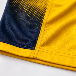 Ensemble de maillots de basket-ball pour hommes 110 Apparels, 100% polyester, dégradé jaune marine, logo sur le devant, séchage rapide, respirant, vêtements sportifs d'été - Product Image 5