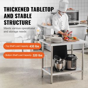 Tavolo da Preparazione in Acciaio Inox 24x36x34 con Capacità di Carico di 340 Kg e 3 Altezze Regolabili (Lavello Incluso) - Product Image 3
