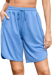 Nouveau short de sport respirant pour femme avec logo personnalisé, style streetwear, en molleton 100 % coton à taille élastique - Product Image 2