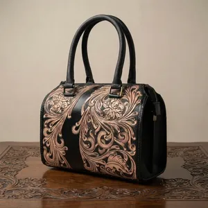 Vintage Women's <b>Handbag</b> Genuine Leather Bags Shoulder Bags Embroidery Pattern Leather <b>Handbags</b> for Women - Product Image 1