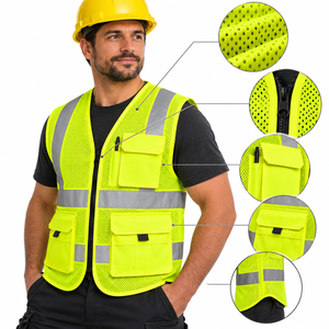 High Visibility Mesh Work Vest Men Reflective Multi Pocket Utility <b>Waistcoat</b> Custom Logo Oem Service - Product Image 2