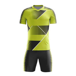 Ensemble de maillots de football pour hommes à col en V, sublimé, 100 % polyester, respirant, anti-humidité, à carreaux, coupe classique, manches courtes, uniforme - Product Image 2