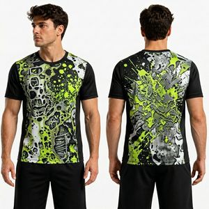 Camisetas para hombre Teal Kaleidoscope Mandala, poliéster que absorbe la humedad, cómodas, atléticas, de primera calidad - Product Image 3