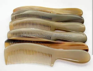 Peine de cuerno de buey Natural 100% al por mayor, peine de masaje de pelo Antiestático de dientes finos con mango grueso, salones ecológicos hechos a mano - Product Image 4