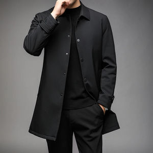 Manteau trench-coat homme de qualité supérieure, coupe droite, simple boutonnage, long, décontracté, coupe-vent, bonne qualité. - Product Image 2