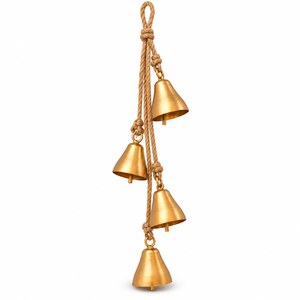 Juego de Campanas Metálicas Doradas Texturizadas con Formas de Campana Variadas y Lazos de Cáñamo Trenzado para Decoración de Árboles de Navidad - Product Image 6