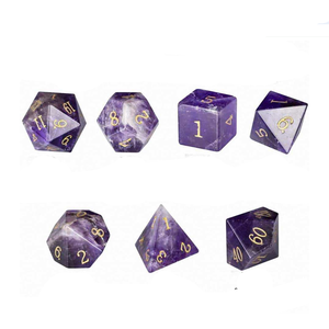 High quality stone dice Amethyst natural crystal reiki healing gemstones <b>Engraved</b> custom dice set Vikings crystal - Product Image 3