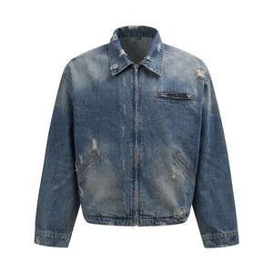Chaqueta de Mezclilla Azul Claro Lavado para Hombre, Estilo Casual, Transpirable, para Invierno, Otoño y Primavera, Corte Regular, Logotipo Personalizado, OEM, ODM - Product Image 1