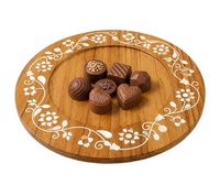 Plateau en bois fait main avec incrustation de nacre, plateau de service rond décoratif pour la table à manger, la maison et la cuisine