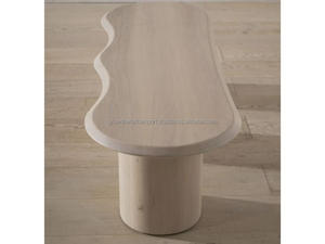 Handmade <b>Wooden</b> Center Table with Round Base Contemporary Furniture Scandinavian Style <b>Solid</b> Wood Side Table Irregular Shape - Product Image 3