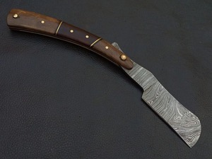 Cuchillo de Afeitar de Acero de Damasco con Mango de Madera, Hoja Recta de 8 Pulgadas, No Ajustable, Grado Industrial OEM, Personalizable - Product Image 4