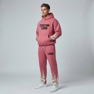 High Quality Flared Tracksuit Custom logo Streetwear Long Sleeve <b>Plain</b> <b>Hoodies</b> Flare Tracksuit for Men - Product Image 2
