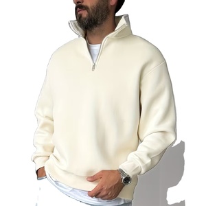 Men Oversized Half <b>Zip</b> Pullover Polyester Cotton Blend Casual Europe Streetwear Supplier - Product Image 1