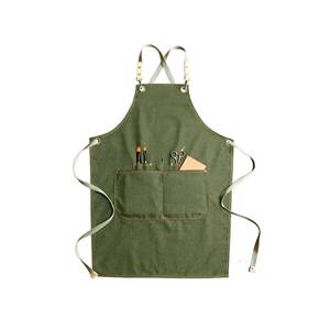 Delantal de barman estilo vintage de lona con logotipo personalizado, correas de cuero ajustables, uniforme de trabajo de lona resistente para cervecería, bodega, bar. - Product Image 1