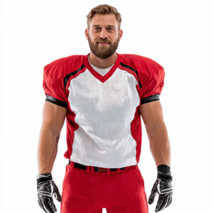 Maillot de football en mesh à col en V pour hommes, personnalisable avec numéro d'équipe, léger et à séchage rapide - Product Image 1