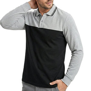 เสื้อโปโลชายแขนยาว OEM แบบ Color Block คอเสื้อลายทาง ปลายแขนเสื้อแบบริบ  รับทำโลโก้ตามสั่ง ขายส่ง ผ้า Pique - Product Image 6