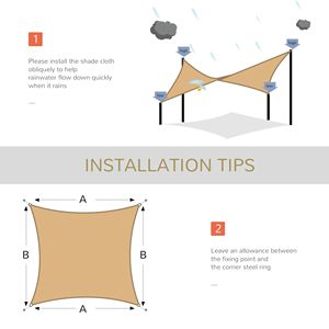 Voile d'ombrage extérieure couleur sable 16 x 20 pieds pour patio, terrasse et jardin, avec anneaux en D et corde inclus - Product Image 2