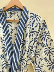 Bata Kimono de Algodón 100% Tejido con Estampado de Dibujos Animados para Mujer, Camisón de Verano Hecho a Mano, Cuello en V, Cintura Elástica, Largo Completo, Suave - Product Image 4