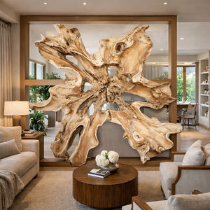 Sculpture murale Art Déco artisanale en racine de teck, forme irrégulière, biologique, naturelle, accent en bois naturel - Product Image 4