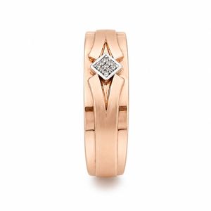<b>Mens</b> 18KT Rose Gold Minimalist Square Cubic Zirconia <b>Ring</b> Polished Slim Band Elegant Wedding Party Daily Wear Gift Jewelry - Product Image 3
