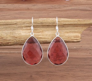Wholesale <b>Red</b> Quartz Gemstone <b>Drop</b> <b>Earrings</b> 925 Sterling Silver Silver Plated Luxury Wedding & Party Gift Unisex Jewelry - Product Image 6