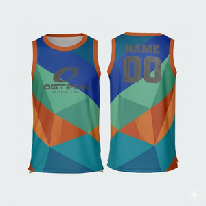 High Quality 100% <b>Polyester</b> Sleeveless Basketball Jersey Heat-Transfer Printed Sets OEM Custom Men's Anti-Bacterial Front Quick - Product Image 2
