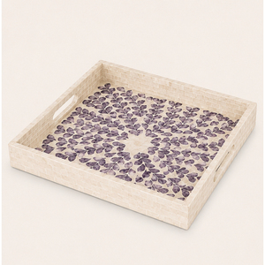 Bandeja Decorativa Artesanal con Incrustaciones de Madreperla y Mosaico Floral, con Asas, para Centro de Mesa, Venta al Por Mayor - Product Image 5