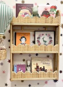 Rattan Kids <b>Bookcase</b> Rectangular Tropical Storage Shelf With Scalloped Edges For Babies And Kids .<b>Wall</b>-<b>mounted</b> bookshelf - Product Image 2