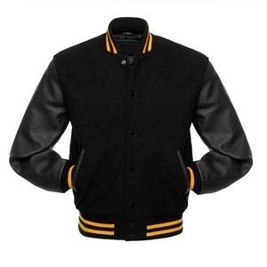 2025 Custom Logo Wool Body Cowhide Genuine <b>Leather</b> Sleeves Embroidery College Baseball Unisex Varsity Letterman <b>Jacket</b> - Product Image 2