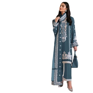 Ensemble Salwar Kameez en Modal Viscose Fantaisie pour l'Aïd, avec Haut et Pantalon Santen Mat et Dupatta – Vente en Gros - Product Image 1
