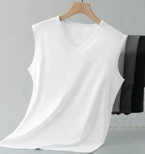 Camisetas sin Mangas para Hombre con Cuello Redondo, Diseño 100% Algodón, Tejido Liso Teñido, Transpirable e Informal - Product Image 4
