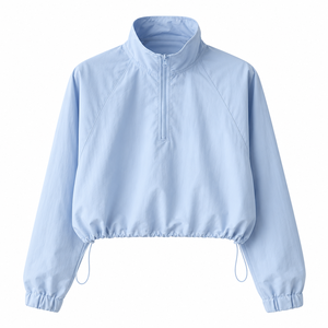 Blouson universitaire 2027 à col demi-zip, protection solaire, couleur unie, écologique, en polyester/coton, séchage rapide, décontracté et respirant - Product Image 2