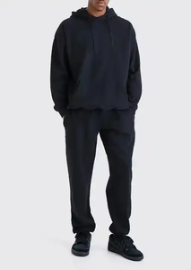 Conjunto Deportivo para Hombre, Sudadera con Capucha y Pantalones Jogger, Color Sólido, Ropa Deportiva Informal, Manga Larga, Corte Holgado, 100% Algodón, Estilo Urbano Otoñal - Product Image 5