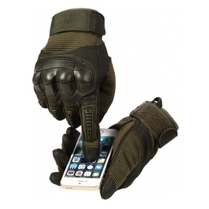 Tactical Leather Gloves Full Finger Adjustable Wrist <b>Strap</b> Non-Slip Outdoor Protection for Men - Product Image 3