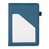 Aurelux Premium Blaues Hardcover Firmen-Tagebuch Notizbuch 80 GSM Innenseiten UV-/Siebdruck Elegante Weiße Vordertasche
