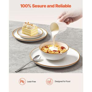 Juego de Vajilla de Cerámica Resistente a los Arañazos para 8 Personas, 32 Piezas, Apto para Lavavajillas y Microondas, Material ABS, Juego de Platos y Tazones - Product Image 5