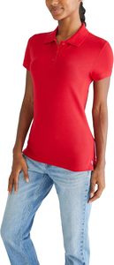 Polo de Manga Corta para Mujer, Color Rojo Sólido, 100% Algodón Piqué, Estilo Casual - Product Image 3
