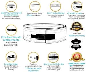 เข็มขัดยกน้ำหนักแบบหนังแท้ รุ่น Heavy Duty ปี 2026 พร้อมตัวล็อคแบบ Hook & Loop ป้องกันการลื่นไถล ช่วยพยุงหลัง - Product Image 6